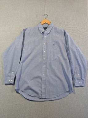 Ralph Lauren Yarmouth Cotton Shirt Men's 16 1/2-34/35 Blue Check